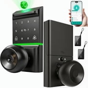 Door Lock,Blacksmith Smart Door Lock with Handle and 5 Ways Quick Unlock,Fingerprint Door Lock,Electronic Door Lock for Front/InteriorDoor,Black