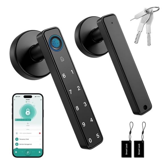 Smart Door Lock,Blacksmith Smart Door Handle with 5 Ways Quick Unlock,Smart Lock for Door,Black