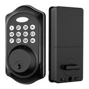 Smart Door Lock with Bluetooth and Mechanical Key, Supports Mobile Phone | Keyless Entry Door Deadbolt with APP Control, Touch Keypad, Automatic Unlock, Ideal for Home, Office, Hotel, Black