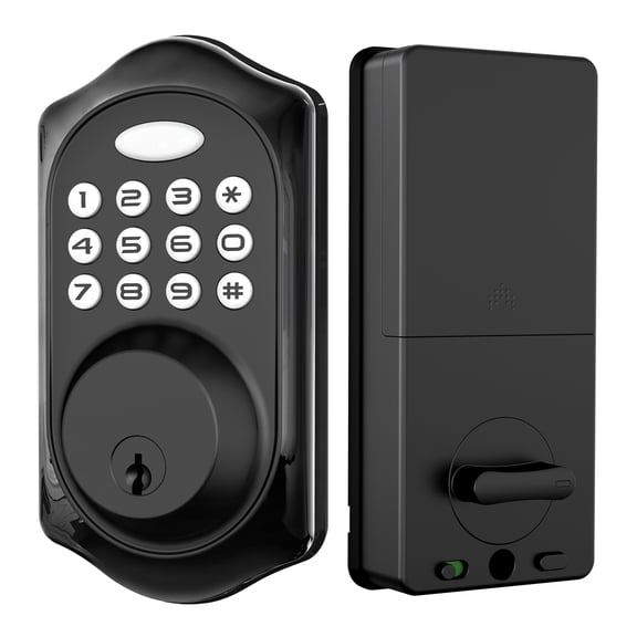 Smart Door Lock with Bluetooth and Mechanical Key, Supports Mobile Phone | Keyless Entry Door Deadbolt with APP Control, Touch Keypad, Automatic Unlock, Ideal for Home, Office, Hotel, Black