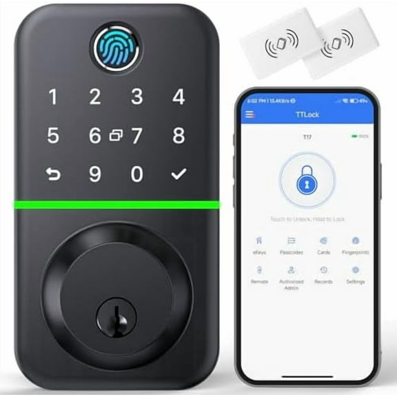 Smart Door Lock Deadbolt with Keypad: Keyless Entry Door Lock - Fingerprint Lock for Front Door - Electronic Lock with Bluetooth and APP Control$$Tools & Hardware Other