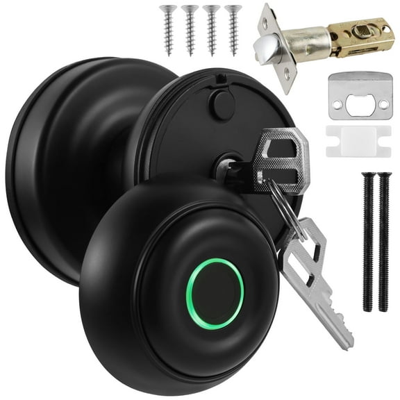 Smart Door Lock Smart Door Knob Fingerprint Door Knob with App Control,App/Key/Fingerprint Control Door Lock 3 Ways Unlock Aluminum Alloy Door Knob Bluetooth Smart Door Lock