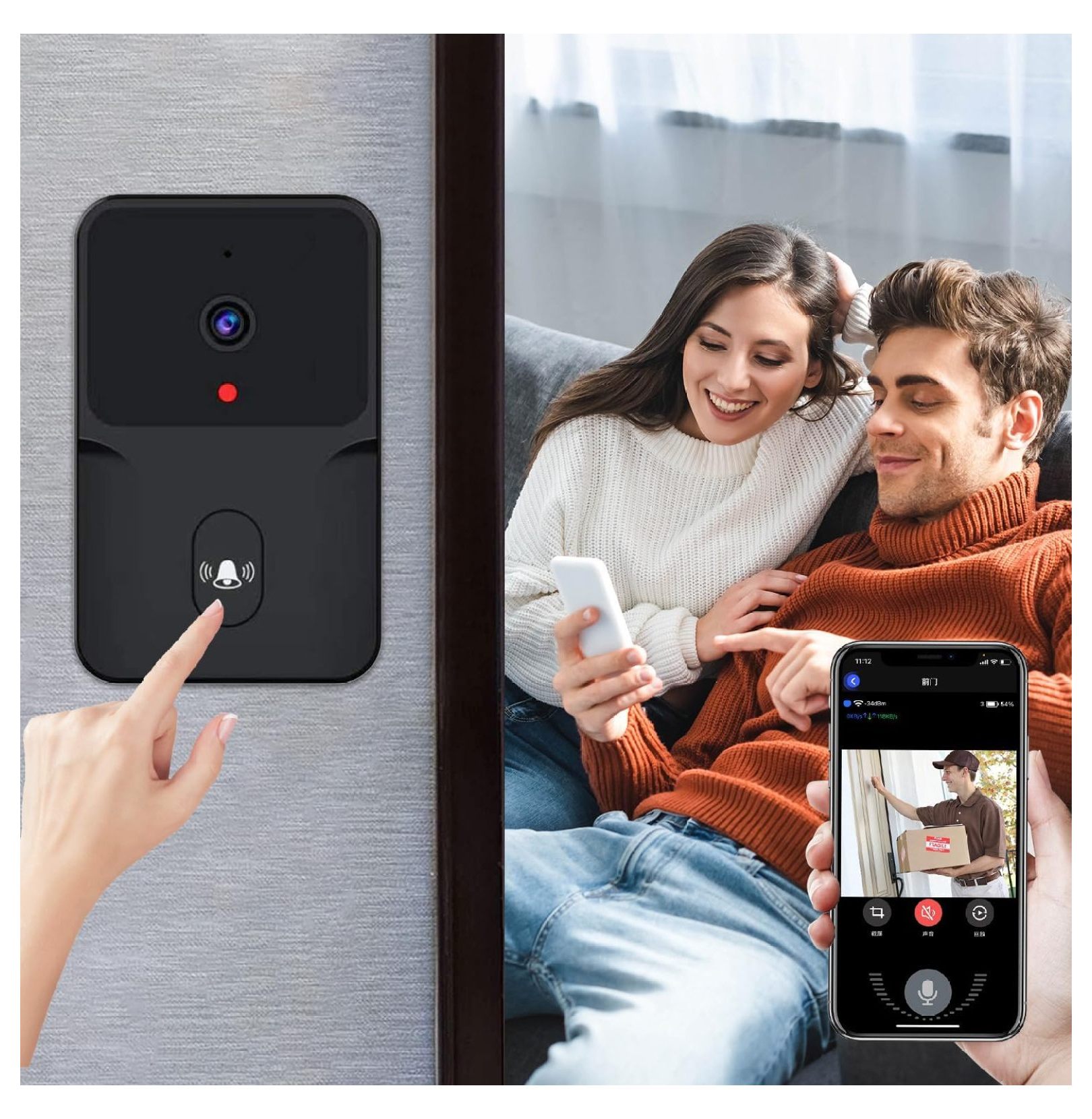 Smart Doorbell Wireless Video Doorbell with Chime,IR Night Vision, 2