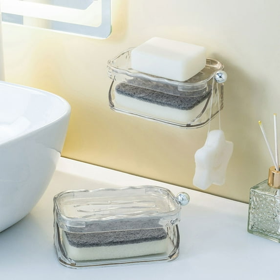 Smart Drainage Soap Holder with Non-Slip Base, Portable Bathroom & Kitchen Soap Dish, Self-Draining Soap Box for Keeping Soap Dry and Clean