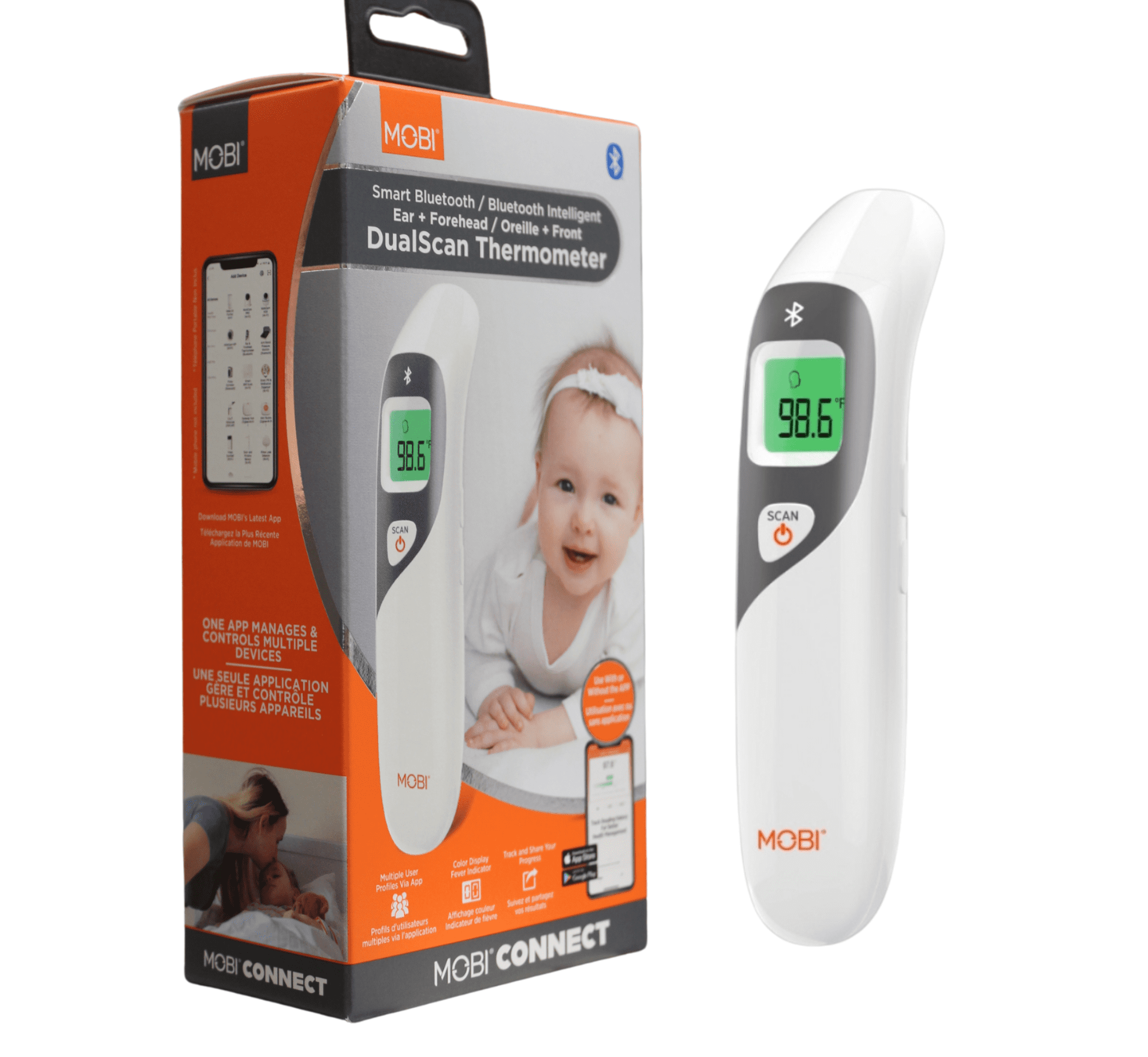 Smart DualScan Bluetooth Ear & Forehead Thermometer with App Control for Babies