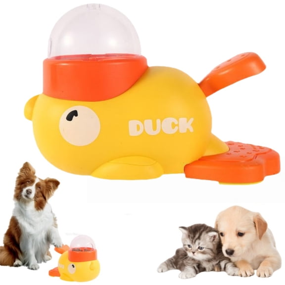 Smart Duck Feeder For Dogs, Rubber Duck Treat Dispenser, Duckie Cat Feeder, Interactive Dog Treat Dispenser Toy With Button, Food Puzzle Slow Feeder For Small & Medium Dogs