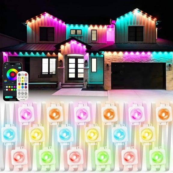 Smart Eave Lights 16.5FT Permanent Outdoor Lights RGBIC LED Strip Lights DIY Color Music Sync Waterproof for House Roof Decor