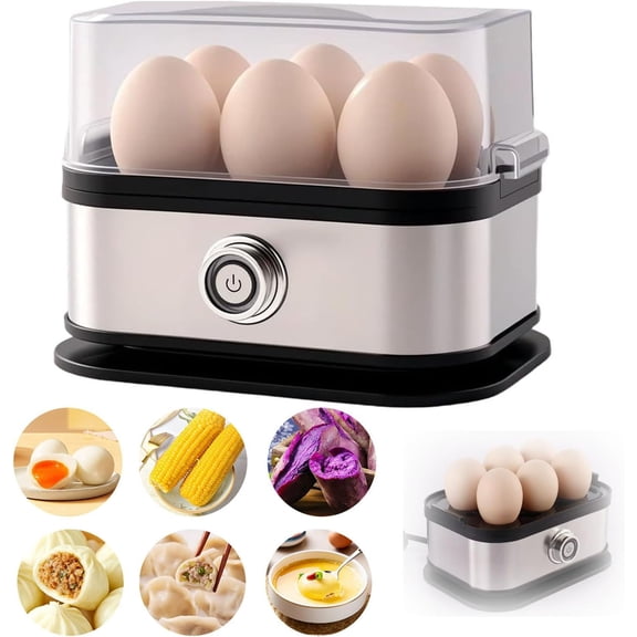 Smart Egg Cooker with Auto Shut Off, 6 Egg Cooking with Stainless Steel Egg Cooker