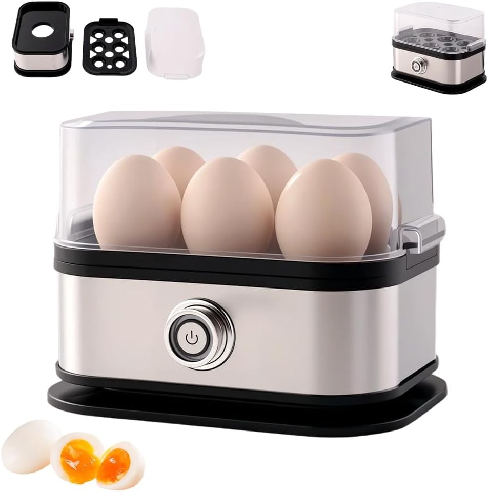 Smart Egg Cooker with Auto Shut Off – Electric 6 Eggs Capacity Rapid Hard Boiled Egg Maker Machine​