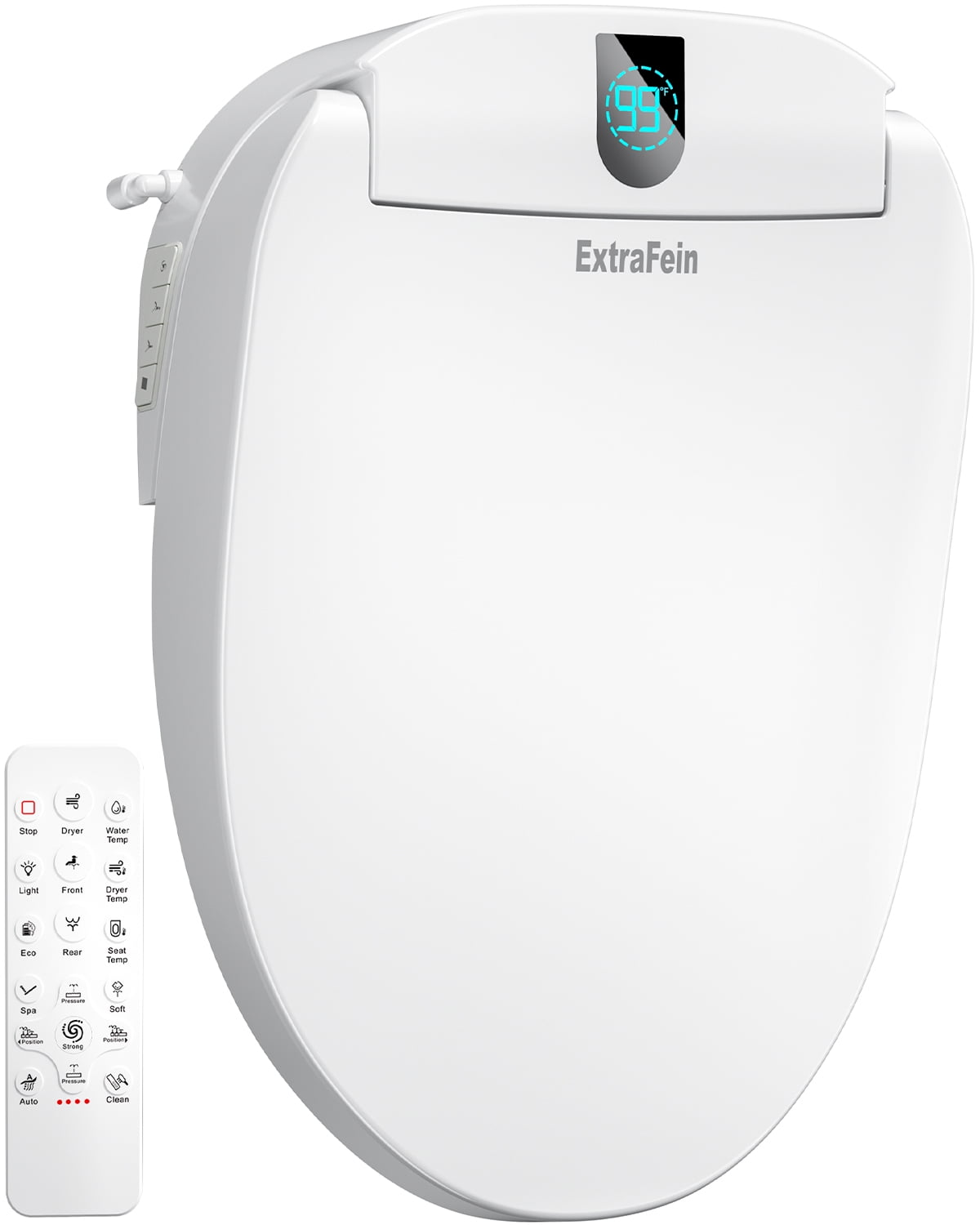Smart Electric Bidet, Heated Toilet Seat Elongated with Dual Control, LED Display, Instant Warm Water & Air Dryer, Self-Clean Nozzle, Slow Close Lid, UV Light, Child/ECO/Silent Mode