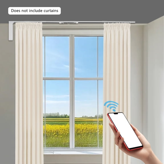 Smart Electric Curtain Track System, 47''-165'' Telescoping Motorized Curtain Rail Works, Remote & WiFi Control Curtains Rod, 88LB Load, Ceiling Mount Automatic Curtain Opener, Quiet Motor
