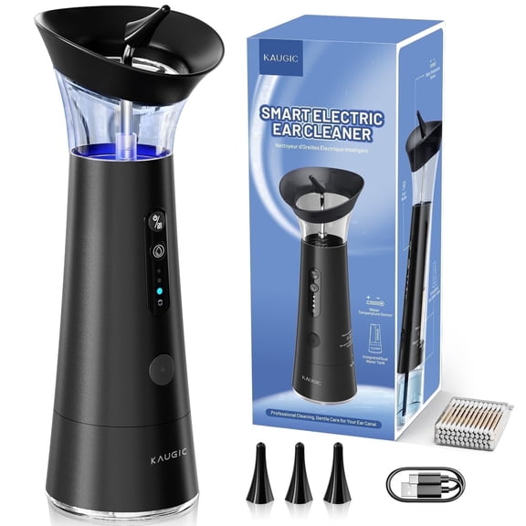 Electric Ear Wax Removal Kit, Ear Cleaner with 4 Pressure Modes, Smart Temperature Sensor, Ear Cleaning Tool for Home Use