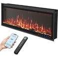 thumbnail image 1 of Smart Electric Fireplace Alexa/WiFi Enabled-The Inserts 60“ Wide-in Wall Recessed - 29 Realistic Ember/Flame/Light Color - 1500W Heater w/Thermostat - Log & Crystal Hearth Options, 1 of 8