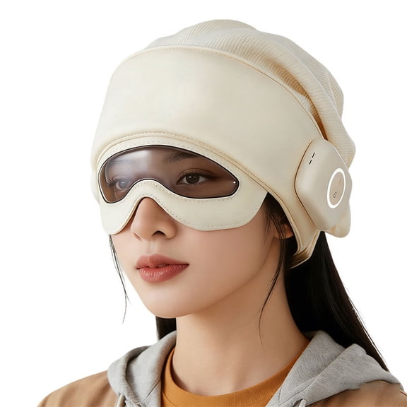 Smart Electric Head Massager Helmet for Digital Fatigue, Cordless Full Coverage Airbag Massager with Infrared Heat, Multi-Frequency Vibration Wellness Tool for Office Workers