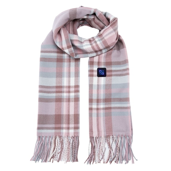 Smart Electric Heated Scarf Plaid Pattern Neck Wrap with Fringe Tassels ...