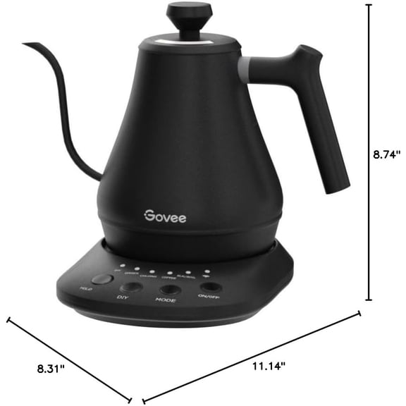 Smart Electric Kettle WiFi Variable Temperature Gooseneck Pour Over Tea Maker with Alexa Control 1200W Quick Heating 0.8L Matte Black