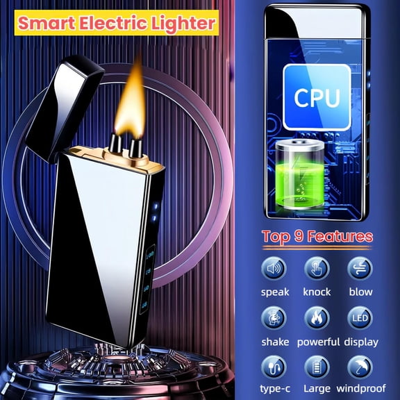 Smart Electric Lighter with 4 Ignition Modes, High Power Pulse Plasma Arc Lighter, Windproof Electronic Lighters, Rechargeable USB Lighters with Safety Lock (Colored Ice)