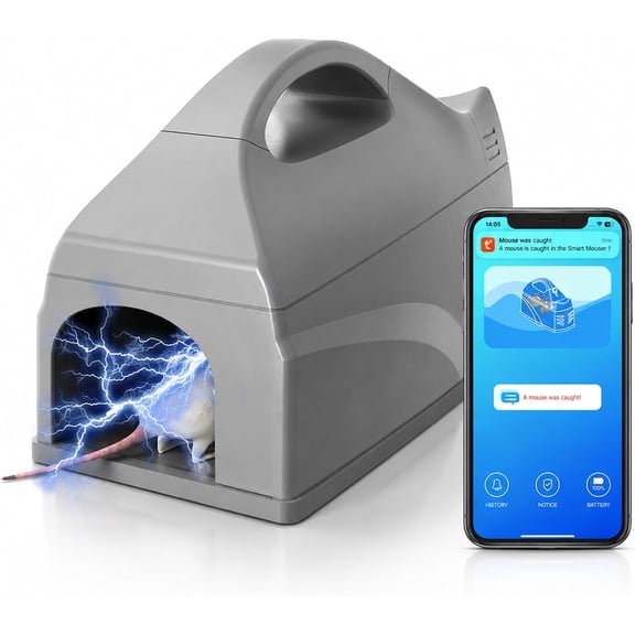 Smart Electric Mouse Traps for Indoor Home, Reusable WiFi Humane Rat Trap with App Push Notification, FLAIDO No Touch Mice Zapper Rodent Killer