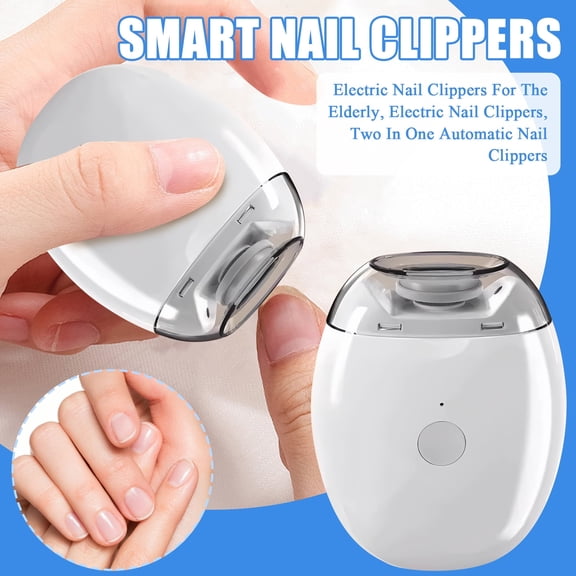 Fully Automatic Electric Nail Clipper, Cordless Rotary Nail Trimmer for Elderly Adults, Safe Painless Fingernail Toenail Filing System with LED Light