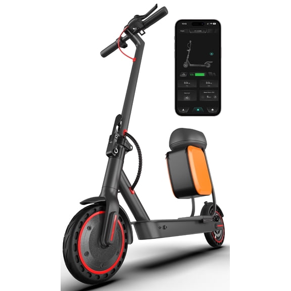 Smart Electric Scooter for Adults with App Control, 550W Motor, 19 MPH, 21-Mile Range, Folding E-Scooter with Seat Bag & LED Display