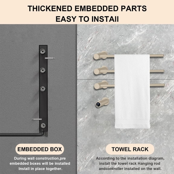 Smart Electric Towel Warmer - Whole-Body Heating with Drying and Sanitization, Carbon Fiber Bathroom Towel Rack with Shelf