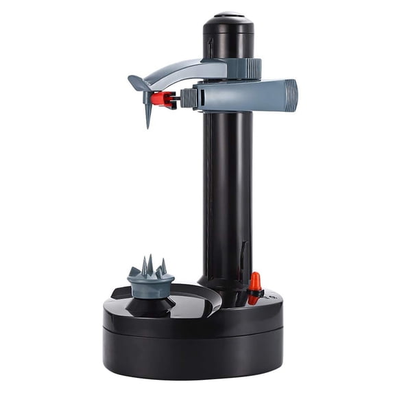 Smart Electric Vegetable & Fruit Peeler Auto-Adjusting Robotic Arm, Slip-Proof Secure Hold, 3 Interchangeable Blades, Battery or Adapter Powered for Home, Picnic & Travel Use
