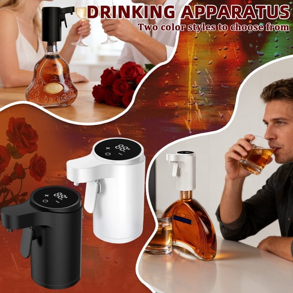 Smart Electric Wine Dispenser with LCD Display, Adjustable Quantitative Aerator Pourer for Wine & Whisky, USB Rechargeable Automatic Pump (White/Black)