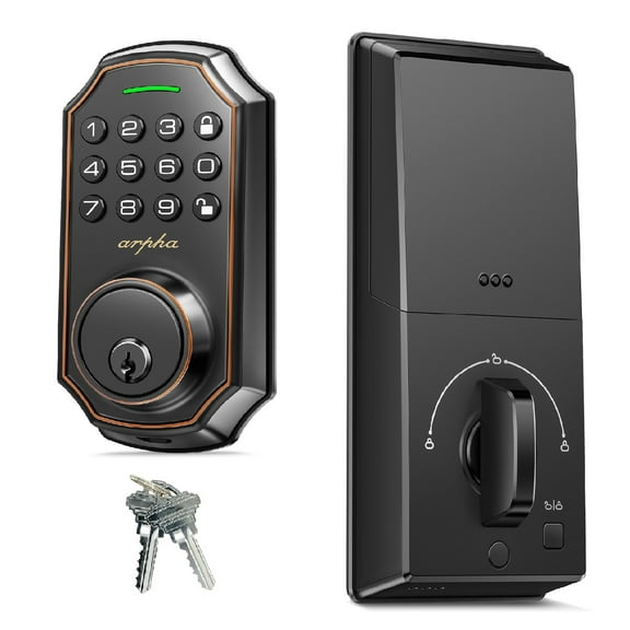 Smart Electronic Keyless Entry Door Lock with Code with KeypadDeadboltfor Front DoorBedroomZinc AlloyBlack