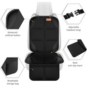 Smart Elf Car Seat Protector 1 Pack, Thick Padded Anti-Slip Child Car Seat Mat with Mesh Storage Pockets, Universal Fit for SUV, Sedan, Truck, Leather & Fabric Car Seats, Black