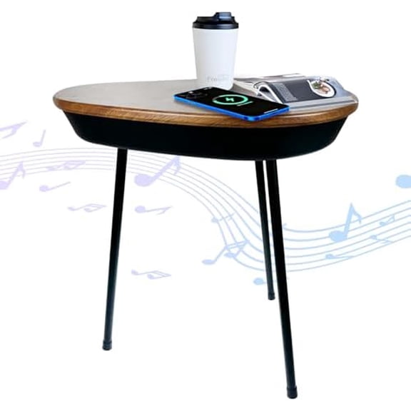 Smart End Table with Charging Station & Bluetooth Speaker Smart Nights USB Ports and Builtin Speaker Bedside Small Side Table for Bedroom & Living Room Smart sidetable$$Furniture