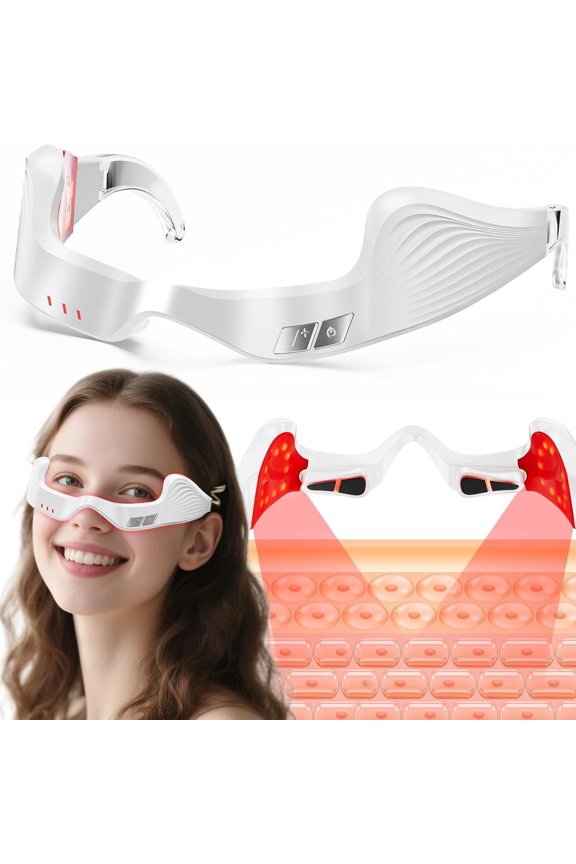 Smart Eye Wellness Glasses with Microcurrent & Red Light, Portable Visual Fatigue Relief Tool for Computer Users and Gamers, 3 Intensity Levels, Cordless Eye Care Companion for Modern Life