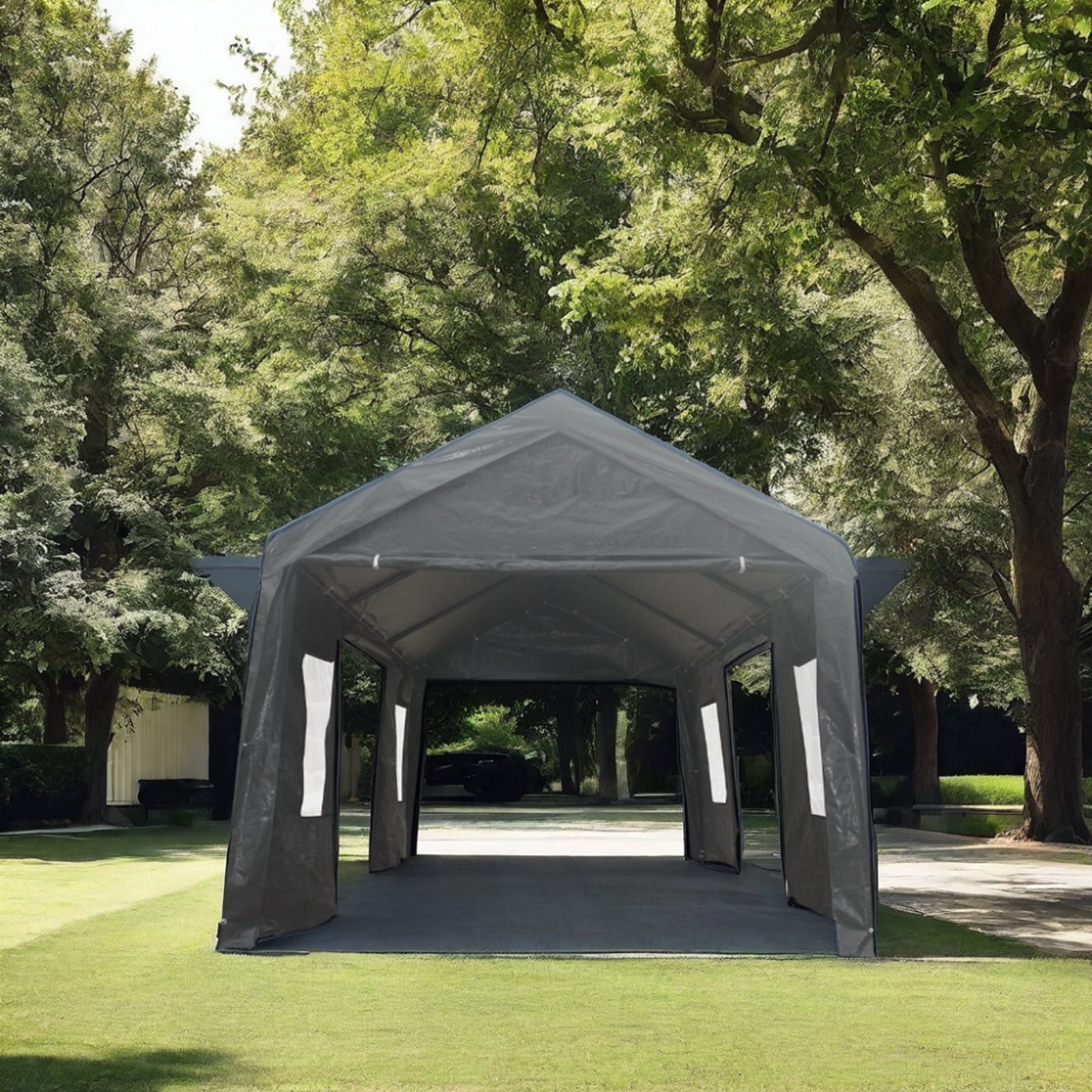 Garvеelife 12' X 20' Portable Heavy Duty Canopy Garage Tent – Steel Frame, Polyethylene Cover, Weather Resistant, 5-Year Warranty