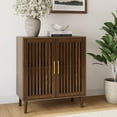 thumbnail image 1 of Smart FENDEE 31.5"W Sideboard Storage Cabinet with Slatted Doors and 1 Adjustable Shelf, Walnut, 1 of 8