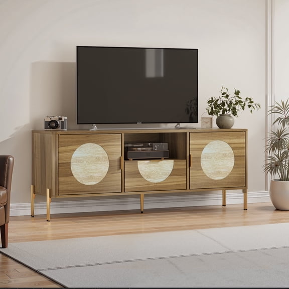 Smart FENDEE 55 Inch Modern TV Stand, Entertainment Center with Cable Management for Living Room