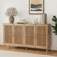 thumbnail image 1 of Smart FENDEE 63"W Sideboard Storage Cabinet with Slatted Doors and Adjustable Shelf,Dining Room,Natural, 1 of 5