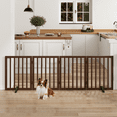 thumbnail image 1 of Smart FENDEE Bamboo Dog Gate Freestanding 4 Panel Pet Gate for Doorways, 2 Support Feet, Espresso, 1 of 7