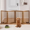 thumbnail image 1 of Smart FENDEE Bamboo Dog Gate Freestanding Pet Gate with 2 Support Feet for Doorways,Walnut,24"H,4 Panel, 1 of 9