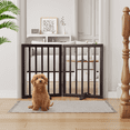 thumbnail image 1 of Smart FENDEE Bamboo Dog Gates for Doorways Freestanding Pet Gate, 2 Support Feet, 24"H, Brown, 1 of 7