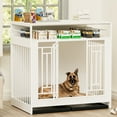 Smart FENDEE Dog Crate Furniture Wooden Large Dog Kennel with Divider