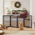 thumbnail image 1 of Smart FENDEE Foldable Dog Gate Extra Wide Dog Fence Bamboo Pet Gate for Doorway,24"H,Brown, 1 of 10