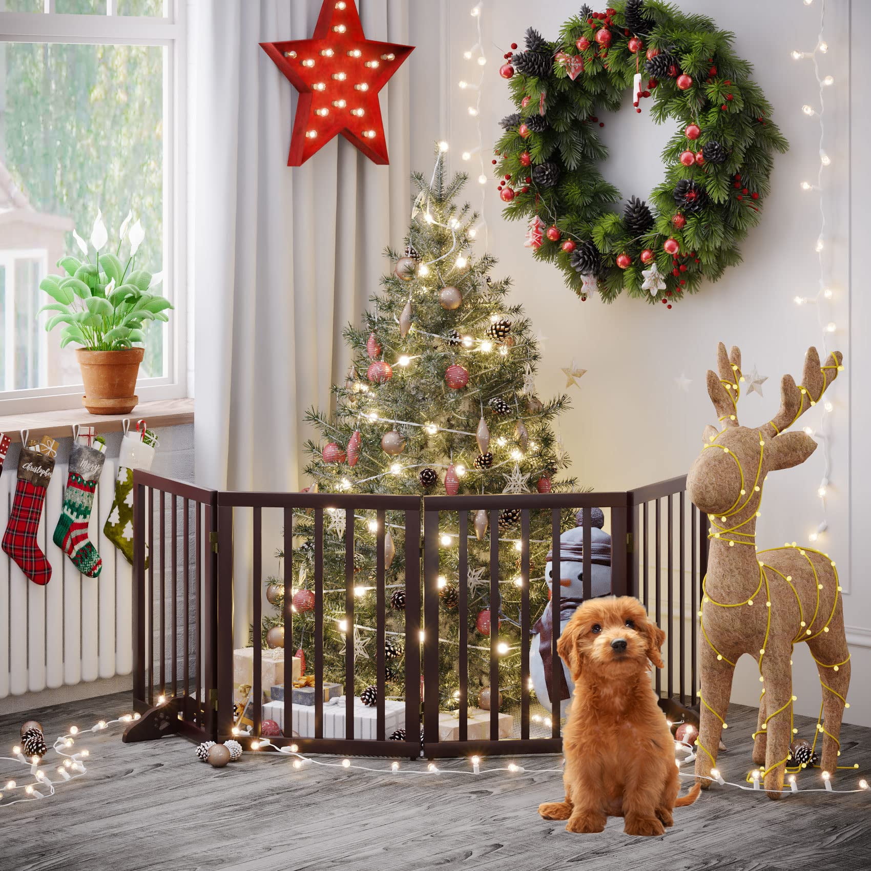 Dog gate around christmas tree cheap