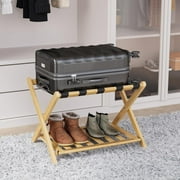 Smart FENDEE Luggage Rack for Guest Room Bamboo Foldable Suitcase Holder Stand,Natural