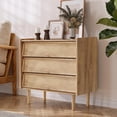thumbnail image 1 of Smart FENDEE Mid-Century Dresser Wooden Nightstand with 3-Drawers, Storage Cabinet, Bedroom, Walnut, 1 of 7