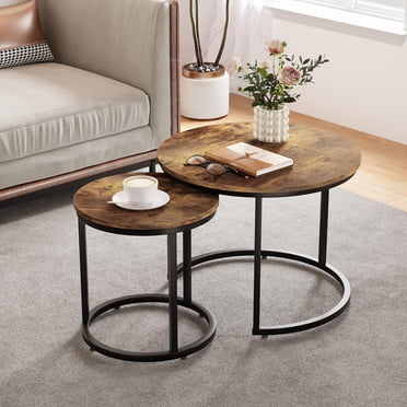 Smart FENDEE Nesting Coffee Table 23.6" Side Table with Adjustable Non-Slip Feet,Living Room,Gold