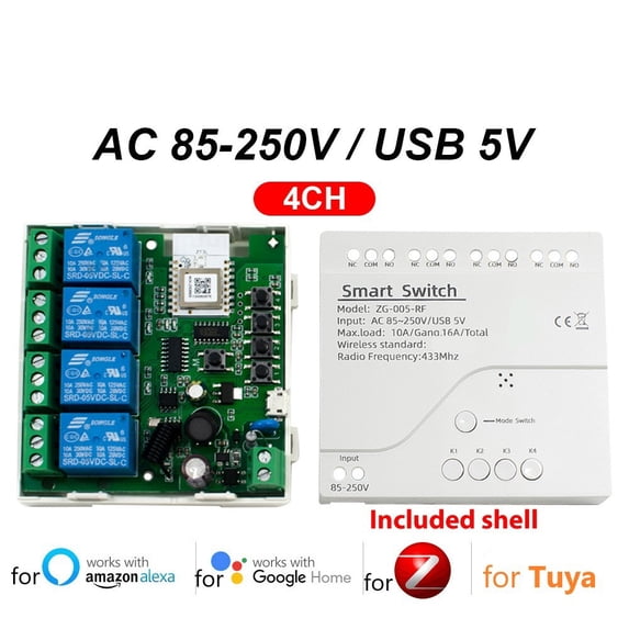 Smart FOR TUYA FOR ZigBee 4CH Relay Module Remote Voice Remote Control Switch
