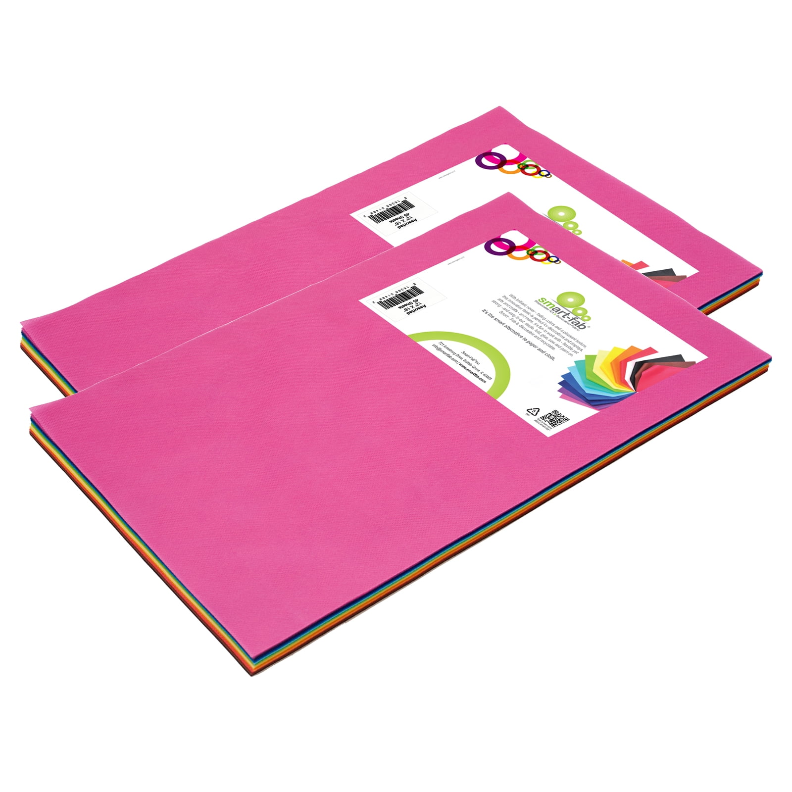 Smart-Fab Art & Decoration Fabric Sheets, 12" x 18", Assorted, 45 Sheets Per Pack, 2 Packs