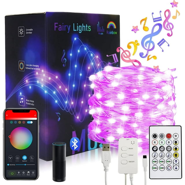 Smart Fairy Lights 65.6 Ft, 132 LED, Bluetooth, WiFi, MultiColor
