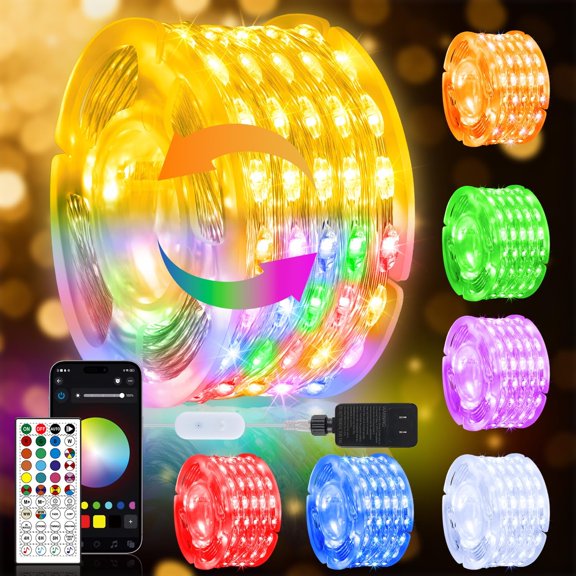 Smart Fairy Lights, 66FT 200 LED Smart String Lights Plug in with Remote & APP Controlled, Warm White + RGB Music Sync Timer Indoor String Lights, for Room Bedroom Classroom Holiday Decor