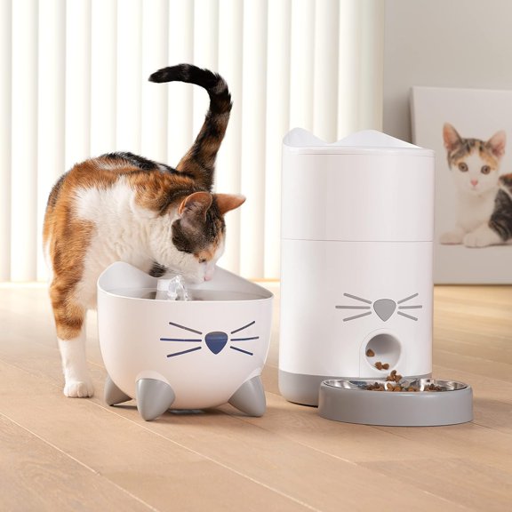 Smart Feeder Automatic Cat Food Dispenser, Remote App Control Timed Pet Feeder, PortionProgrammable Dry Food Feeder with StainlessSteel Bowl & Airtight Hopper for Household Cats