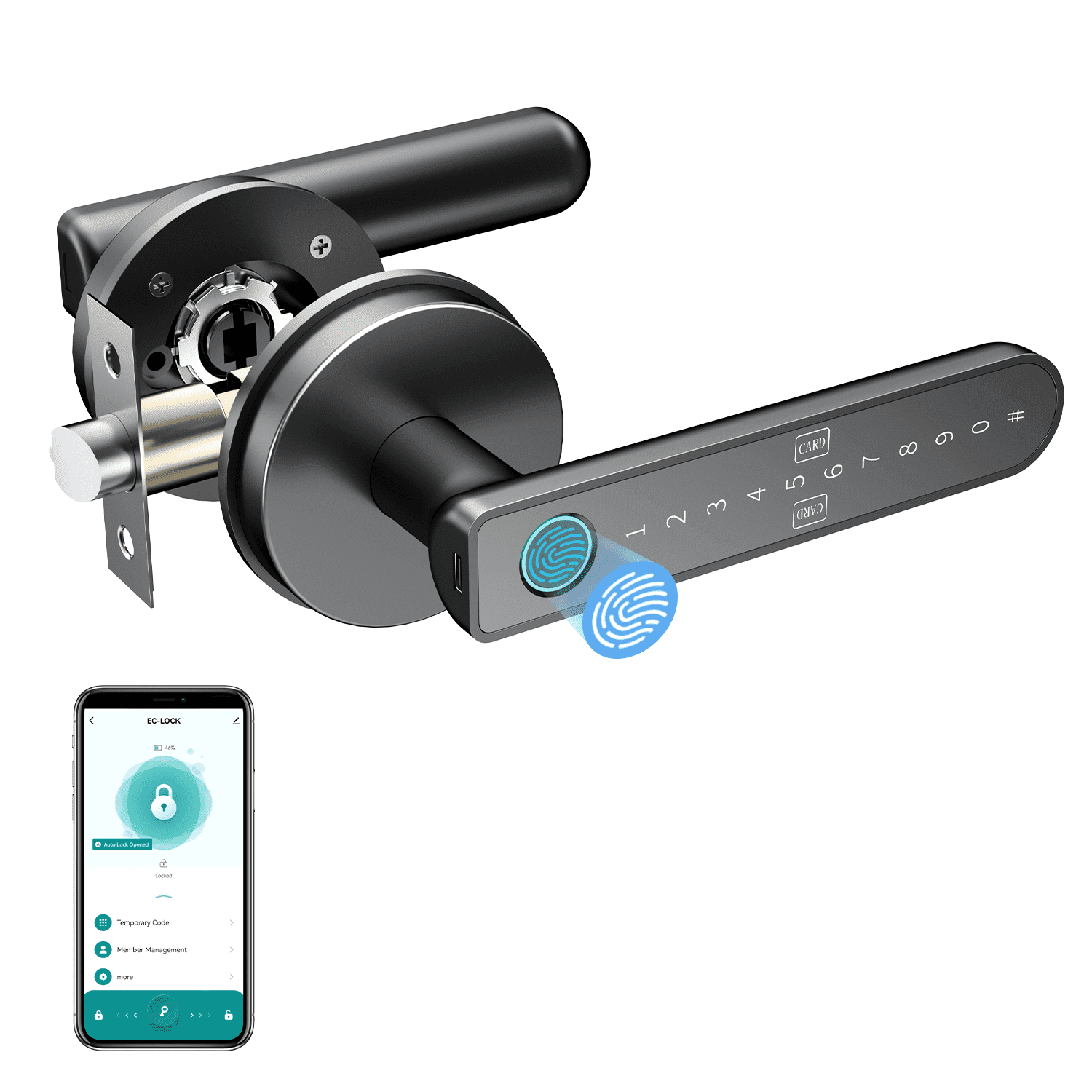 Smart Fingerprint Door Lock Biometric Keyless Entry Door Knob with ...